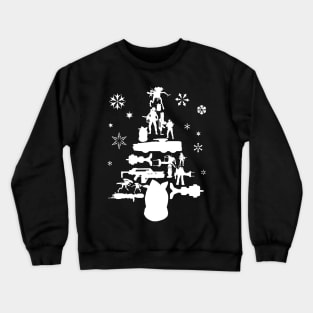 Aliens Christmas Tree Silhouette White Crewneck Sweatshirt